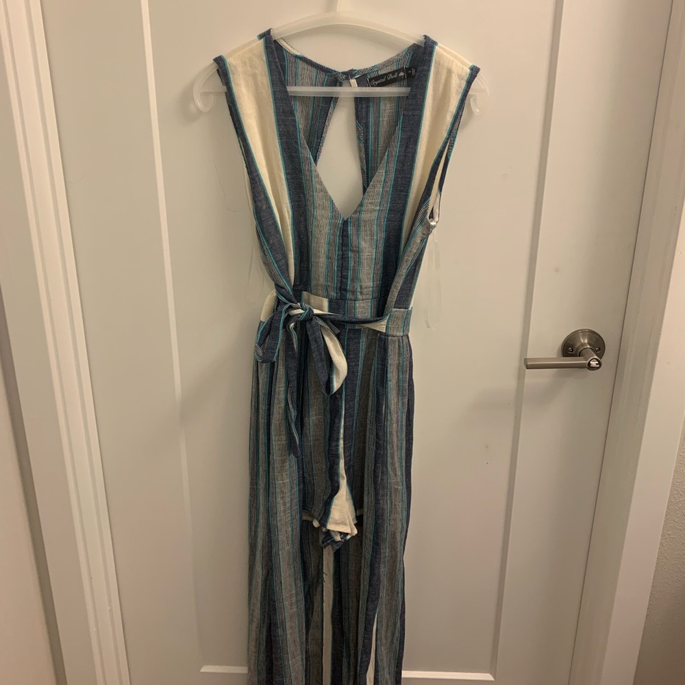 Striped high- low jumpsuit